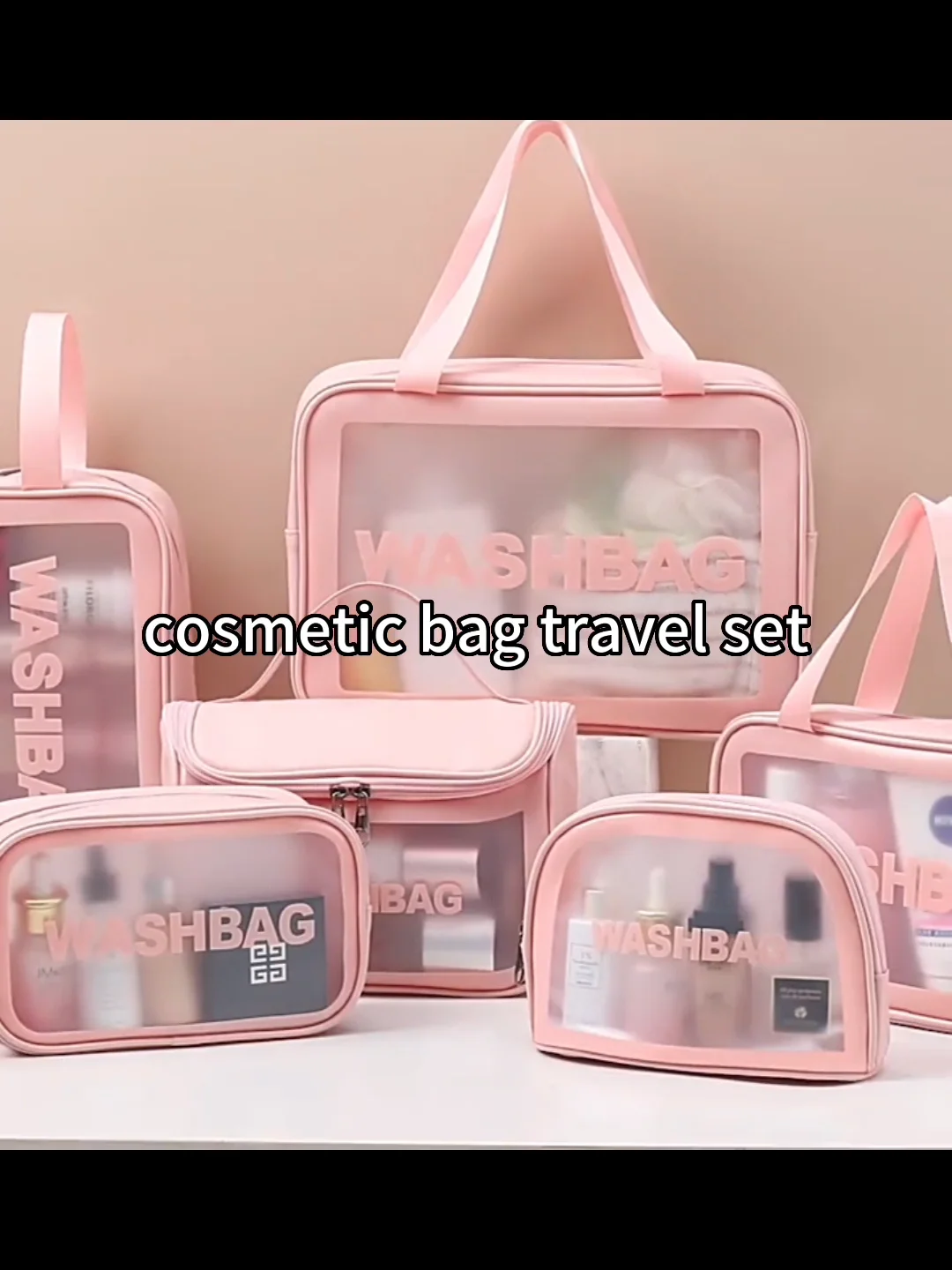 Custom Logo Pu Pvc Waterproof Trip Black Toiletry Pouch Kits Women