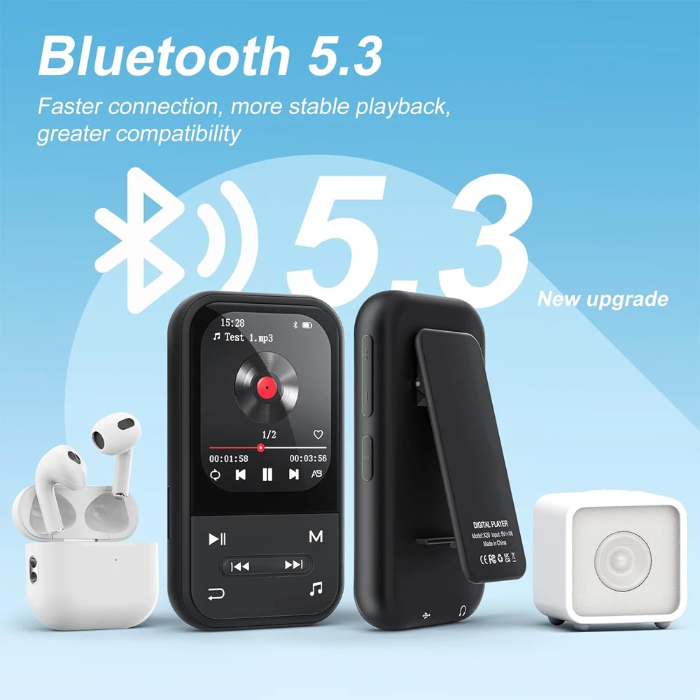 Portable Clip-On for Bluetooth MP3 Player FM Radio Voice Recorder for Children Elderly Sports Use OEM/ODM Factory FLAC Audio