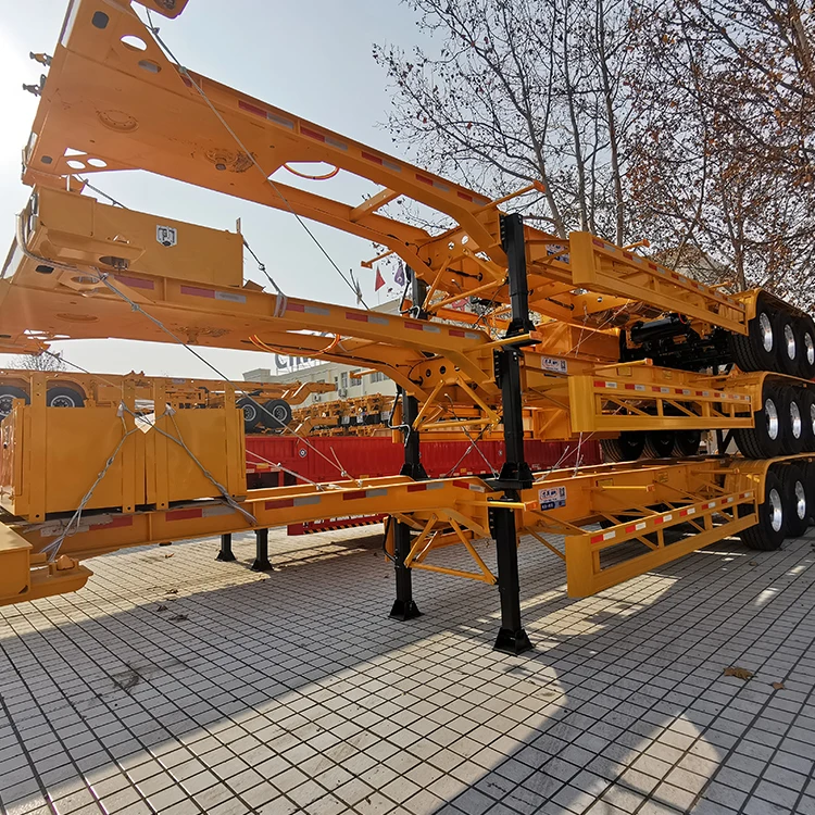 LUEN 2 3 Axles 20ft 40ft Shipping Container Transport Gooseneck Container Chassis Frame Truck Skeleton Semi Trailer