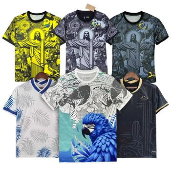 Brazil Football Uniform Brazil National Team Heat Transfer 100% Football Uniform Shirt 2025 Jesus Special