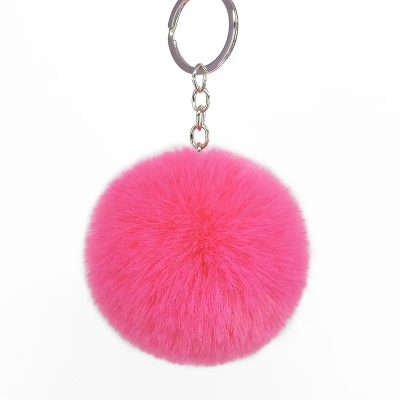 Fake Raccoon Fur Fluffy Pompom Ball Handbag Car Pendant Charm Key Chain Keyrings 