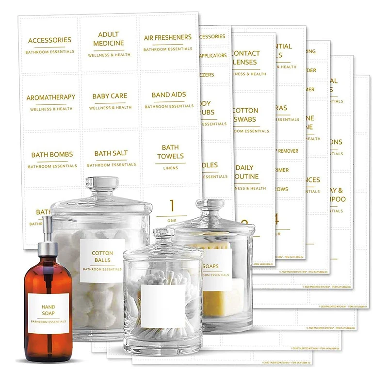 Custom Waterproof Minimalist Hand Soap Sticker Bathroom Bottle Jar Home Organization Labels