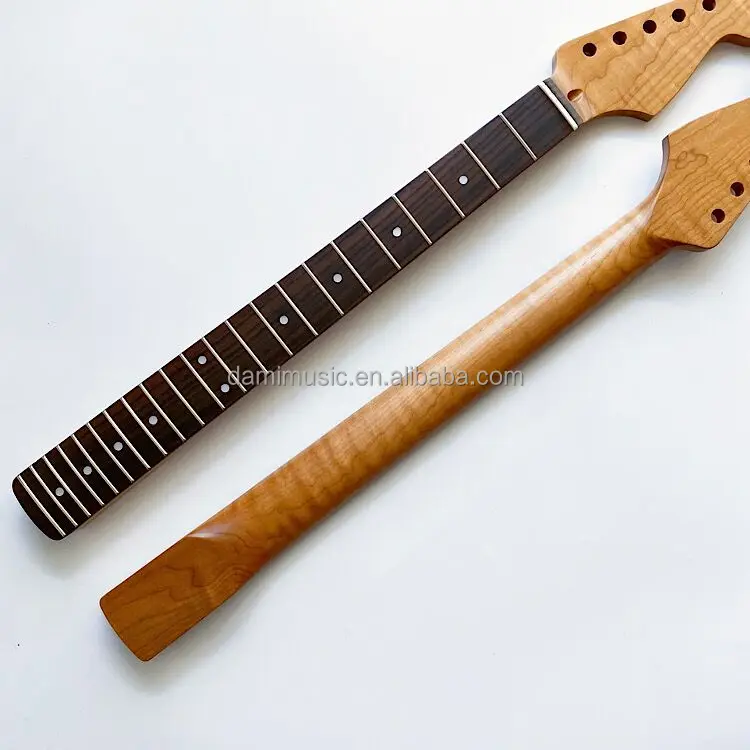 Custom 22 Frets Electric Guitar Neck St Tiger Flame Maple Roasted