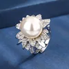 adjustable size Platinum white pearl ring
