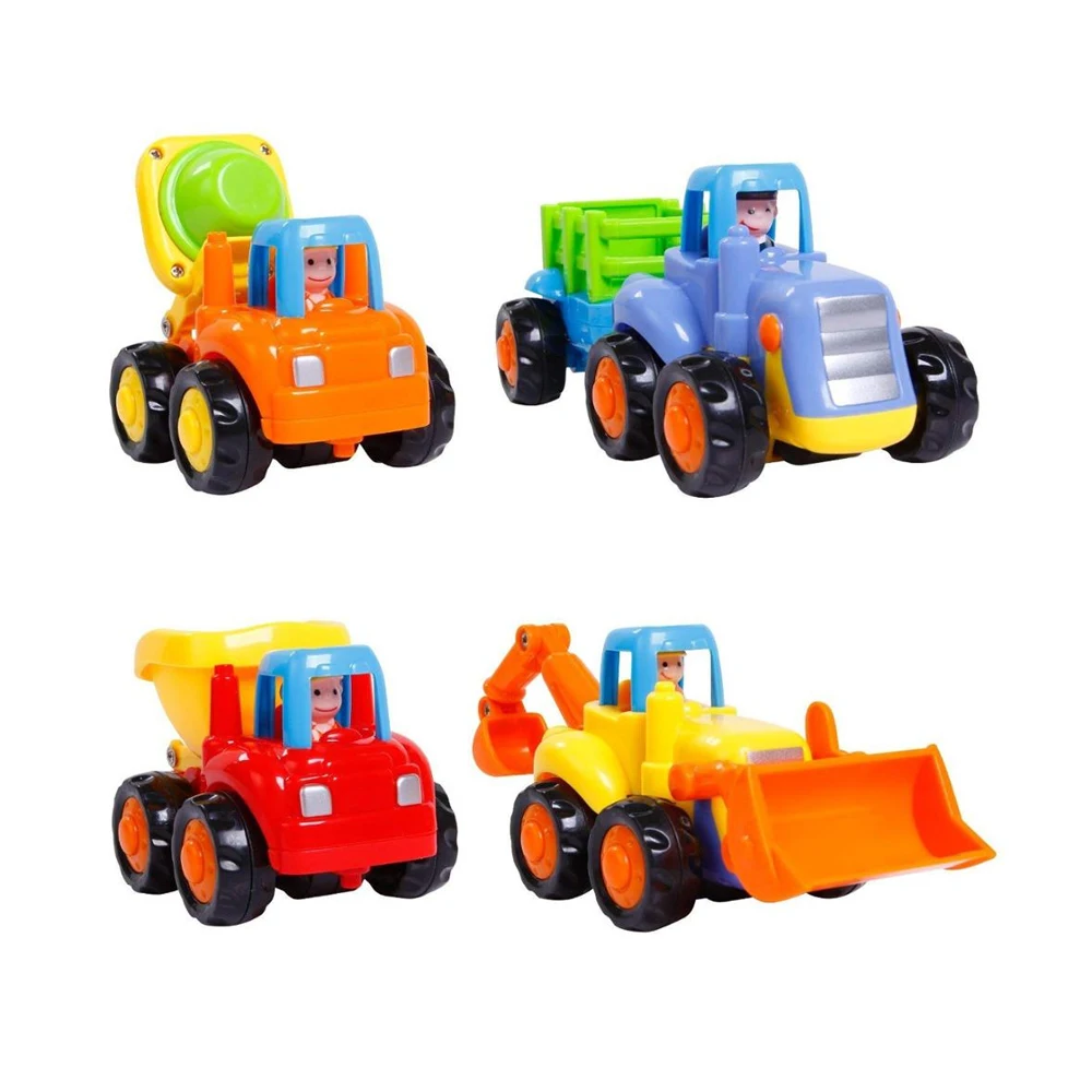 Multi DIY Friction Powered Cars Push and Go Car Construction Vehicles Toys Gifts 