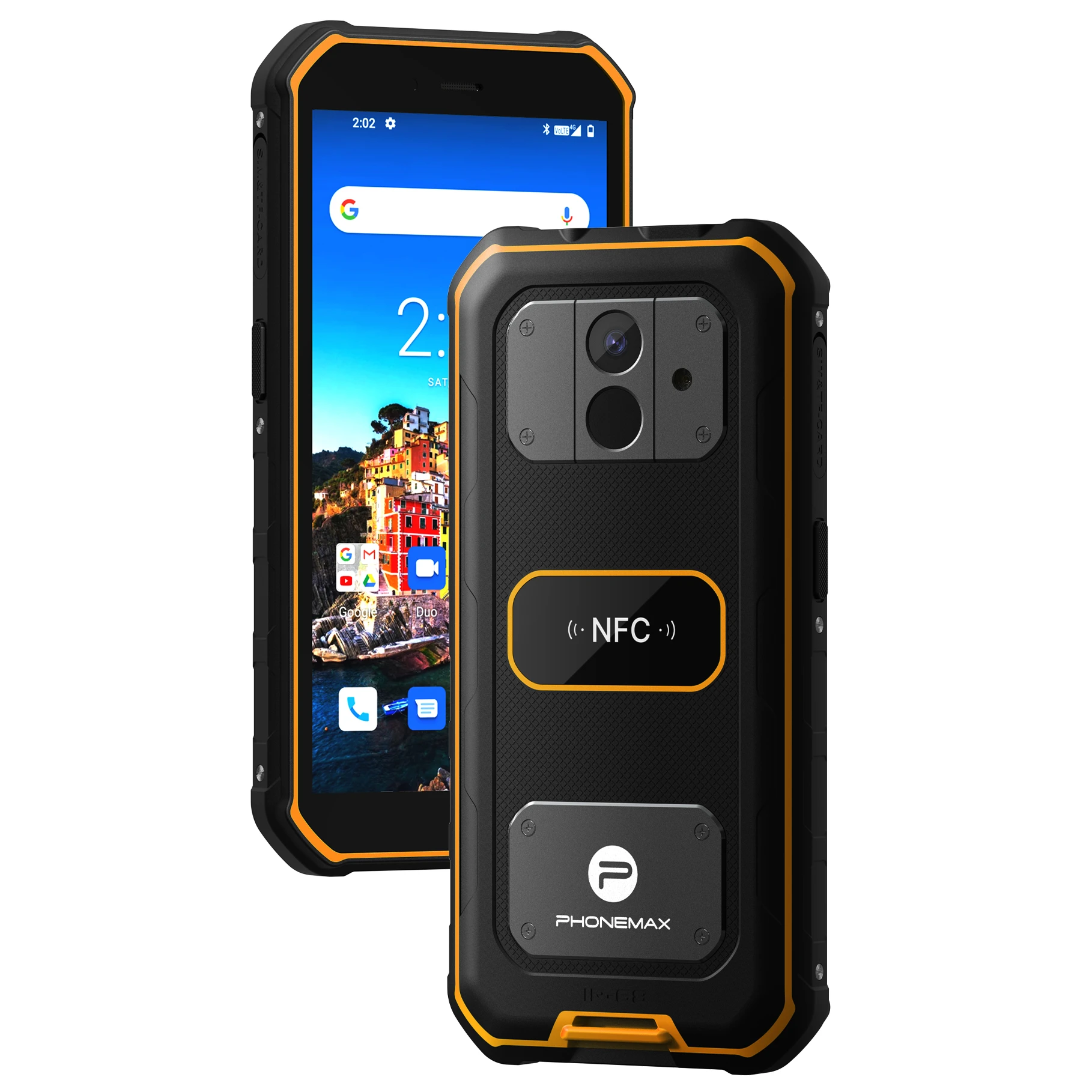 Phonemax X2 HD Screen Smart Phone Rear Fingerprint Dual 4G Unlocked Waterproof Octa Core Android Mobile NFC Rugged Smartphone 6G