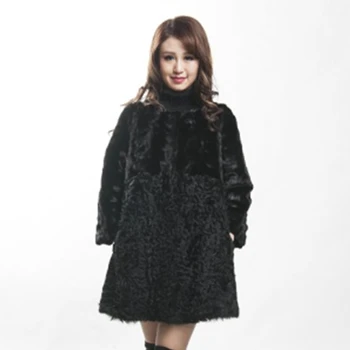 New Luxury Elegant Fashion Imported High-end Standing Collar Long Coat Real Mink Fur Women's Coats