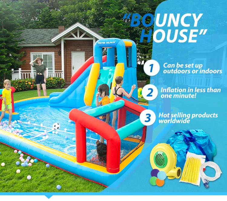 Outdoor Pvc Fabric Children Inflatable Water Slide With Pool Inflatable