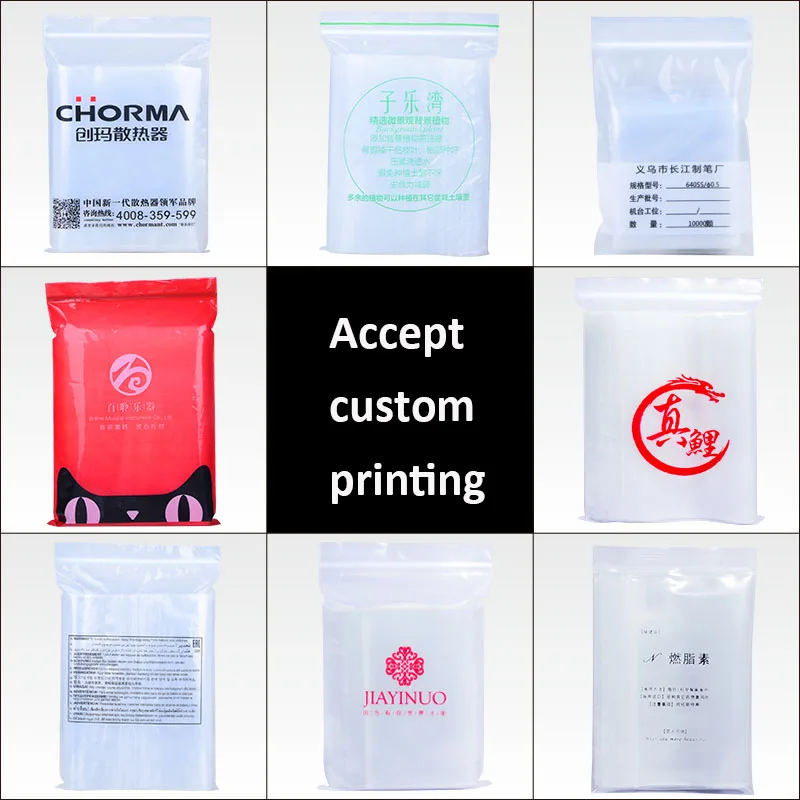 Custom Transparent Poly ZipLock Bag Wholesale Food Packaging Custom Print Storage Pouch for Jelly Gum Bulk Printing