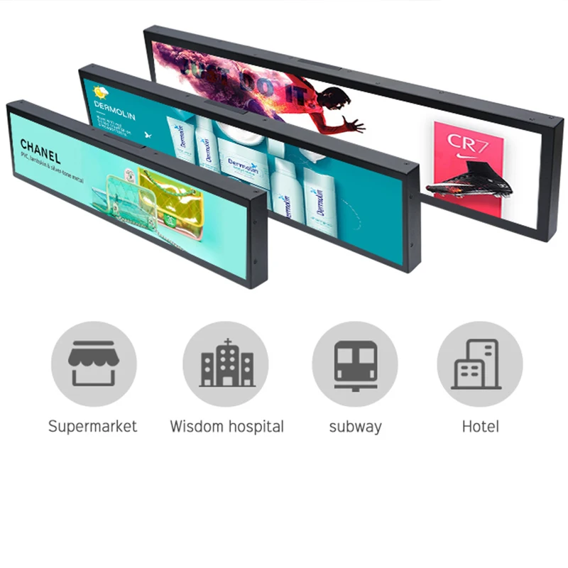 49.5 inch advertising LCD touch screen stretched bar lcd digital signage display