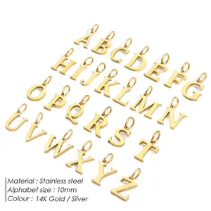 Women's Customizable Stainless Steel Initial Alphabet 26 English Letter Pendant Fashionable Necklaces & Charms in Stock