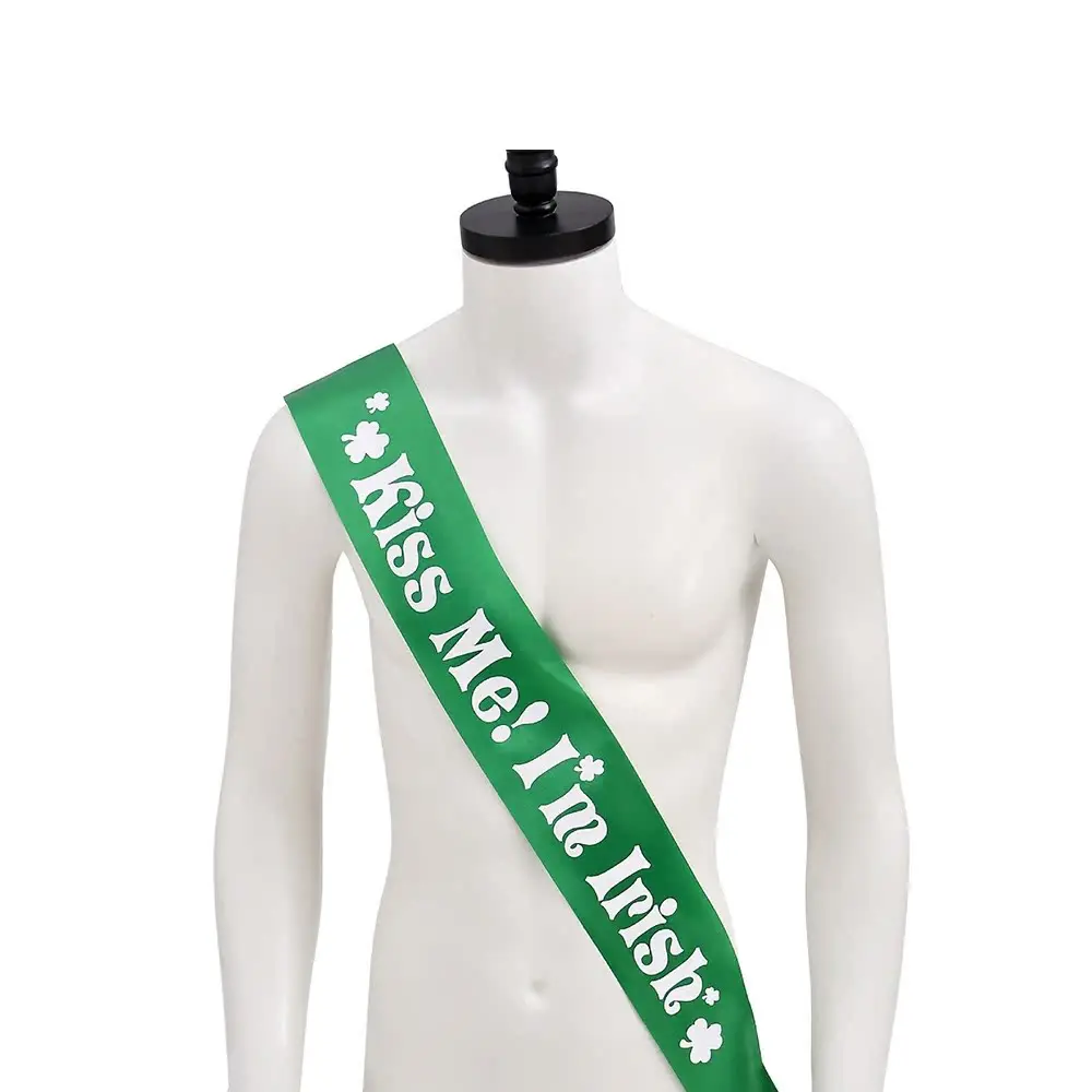 WOWEI St Patrick's Green Satin Sash KISS ME I'M IRISH Sash Belt Shoulder  Strap Bow Tie Dress Irish Day Party Dress Props| Alibaba.com