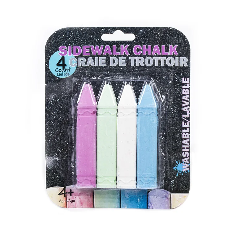 4 Pcs Custom Outdoor Washable Non-toxic Eco-friendly Super Jumbo Colors Dustless Sidewalk Chalk