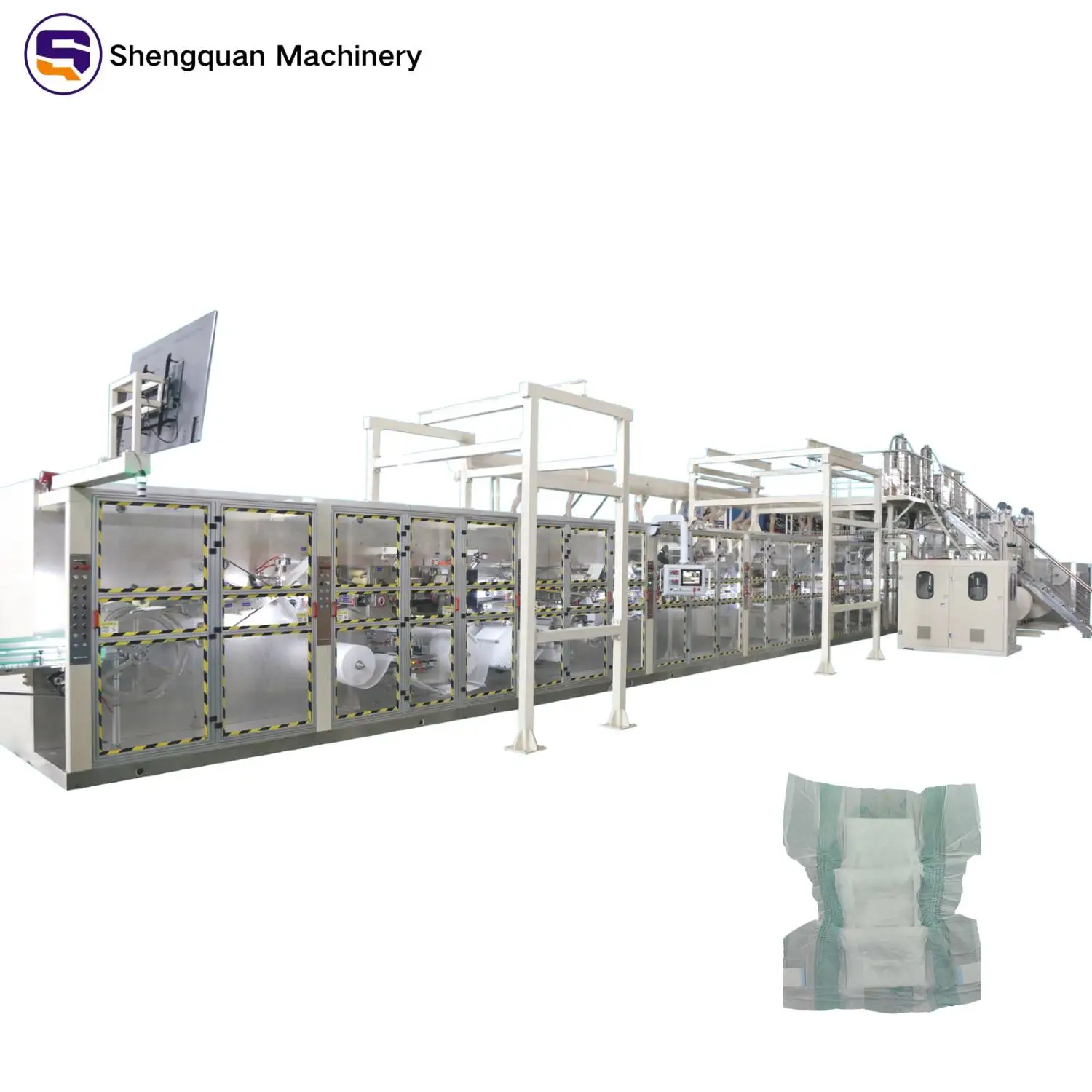 Full Servo Automatic Large Waist Baby Diaper Production Line - High Efficiency Low Energy Cost & Easy Maintenance
