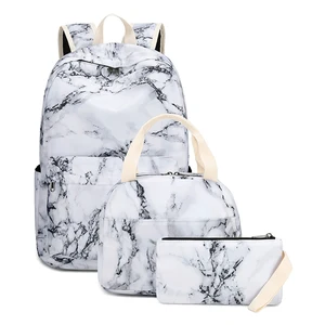 Girls Backpack Middle High School Bags Marble Pattern Kids Backpacks