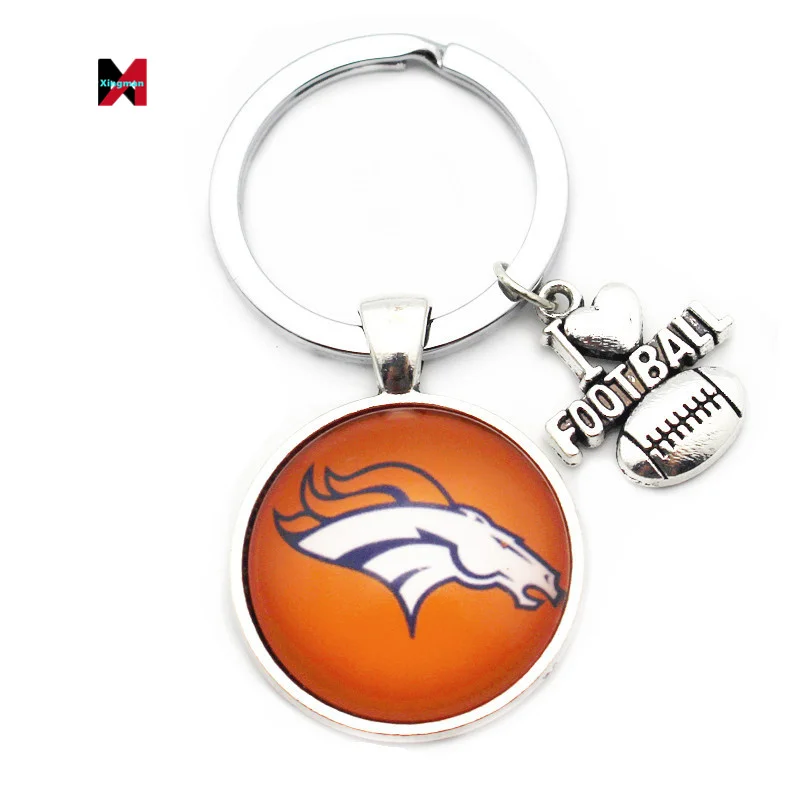 Manufacturer Souvenir Customized Metal Alloy Glass Football Keyring All