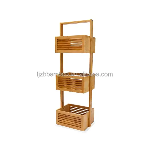 3tier Bamboo Slatted Floor Caddy Shower Caddy Stand Bath Caddy_bsci