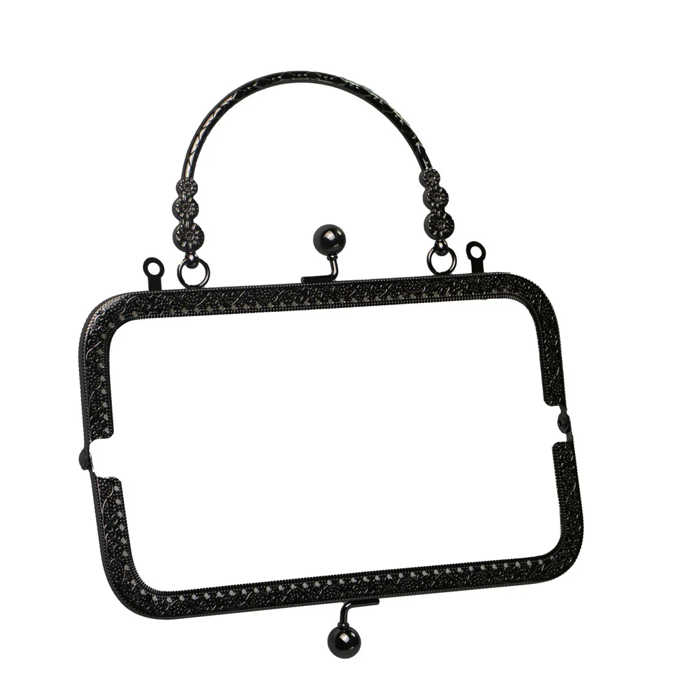 20CM/25CM Rectangle Embossing Beads Kiss Metal Purse Frame Clasp Sewing Lock for DIY Purse Bag Fashion Women's Clutch Bags