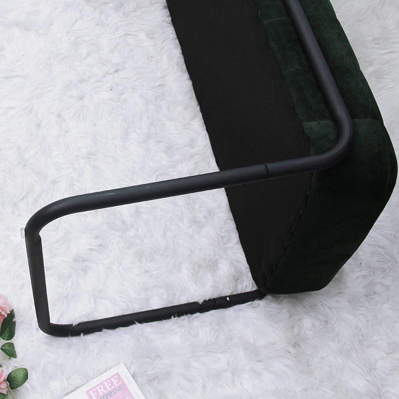 Custom Foldable Green Velvet Ottoman Sofa Gold Legs Bedroom Fabric Bench with Storage Bed End Pouf Shoes Changing Stool