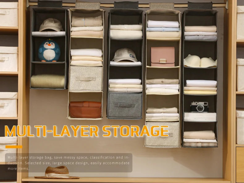 Factory Original Multilayer Hanging Bag Wardrobe Clothing Hanging Storage Shelves Four Layer Folding Organizer Storage Bag