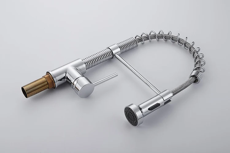 Grifo de fregadero de cocina con resorte semi profesional montado en cubierta extraíble