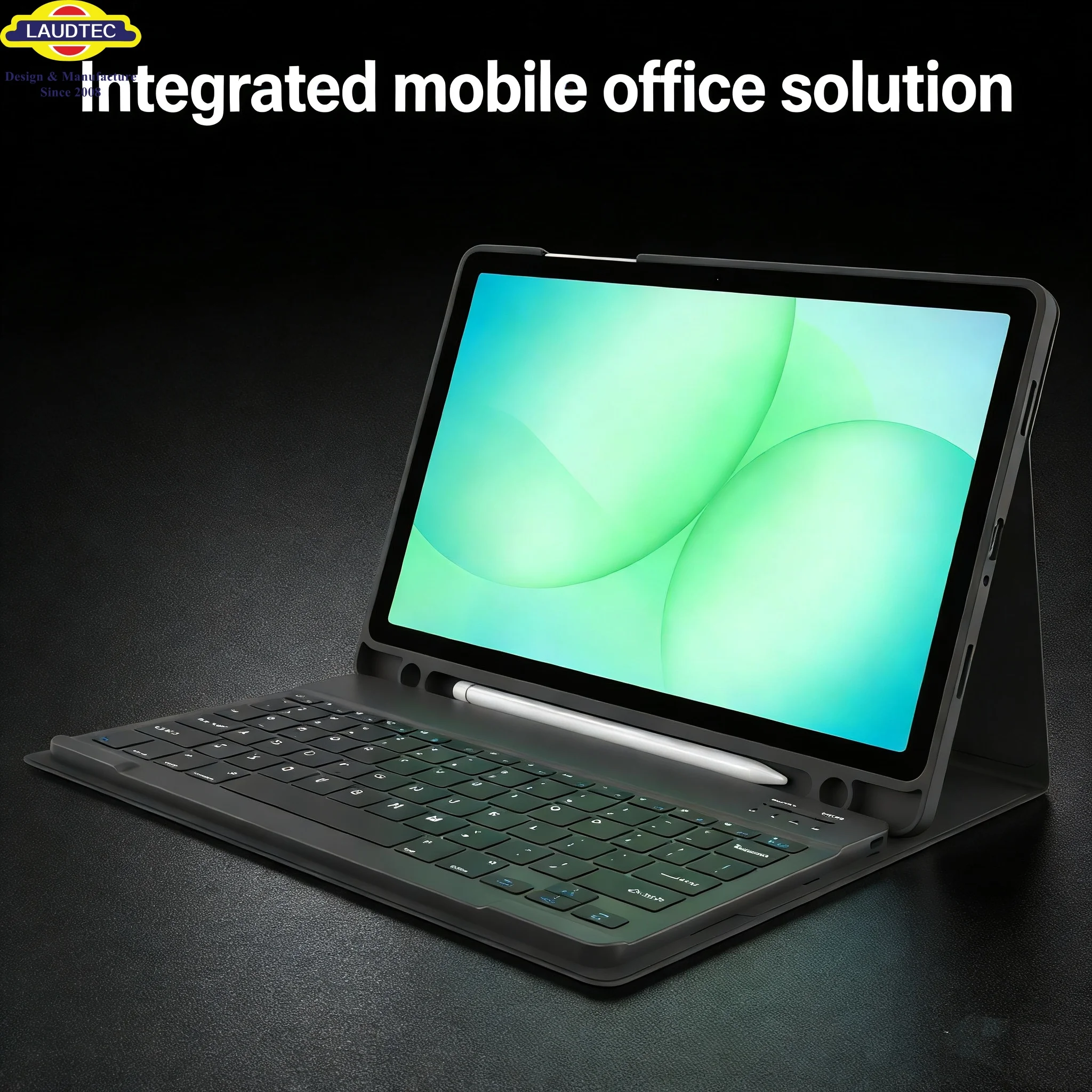 LAUDTEC Tablet Keyboard Case with Stylus 2-in-1 Detachable  Lightweight Protection  Multi-Angle Stand for Mobile Office