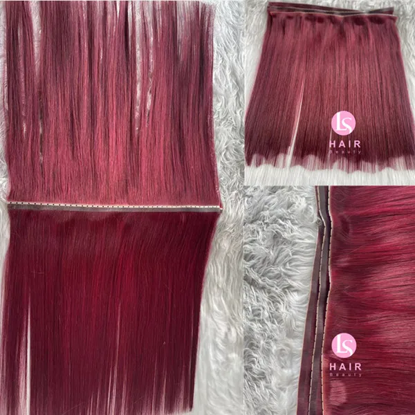 Seamless Xo Invisible Flat Weft Hole New Design Twin Tab Hole Weft Hair Extensions Invisible Weft with Hole