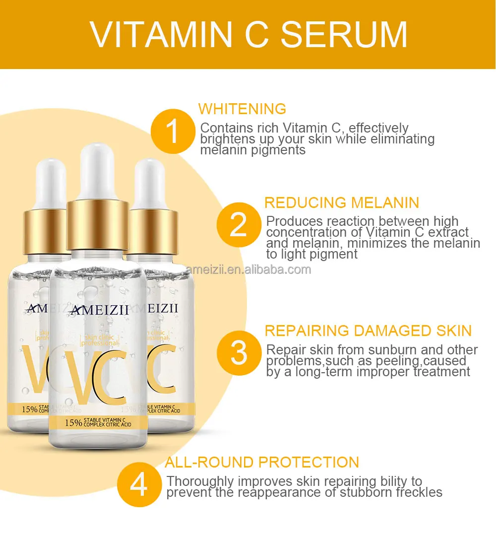 Ameizii Natural Vitamin C Facial Serum Soin De Visag Skincare Essence ...