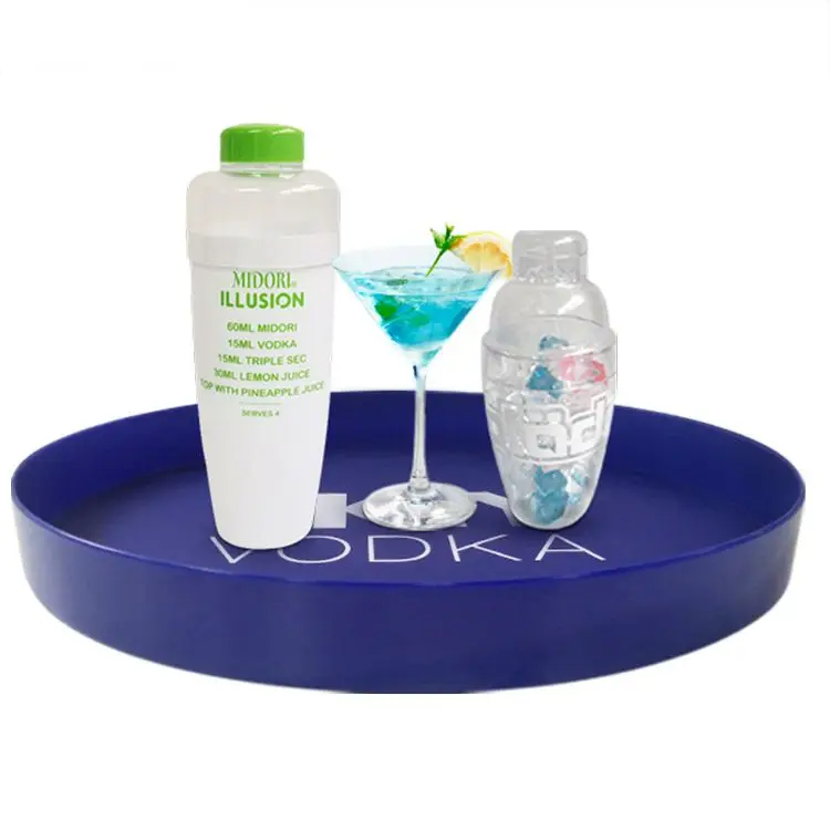Promotional Round Waiter Plastic bar Serving Tray Beer Drinks Trays bar Pub Custom Plastic Wooden Metal Tray