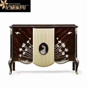 Alexander Neoclassical Study Furniture European Style Wood Carving Sideboard Cabinet for Kids' Toy Storage