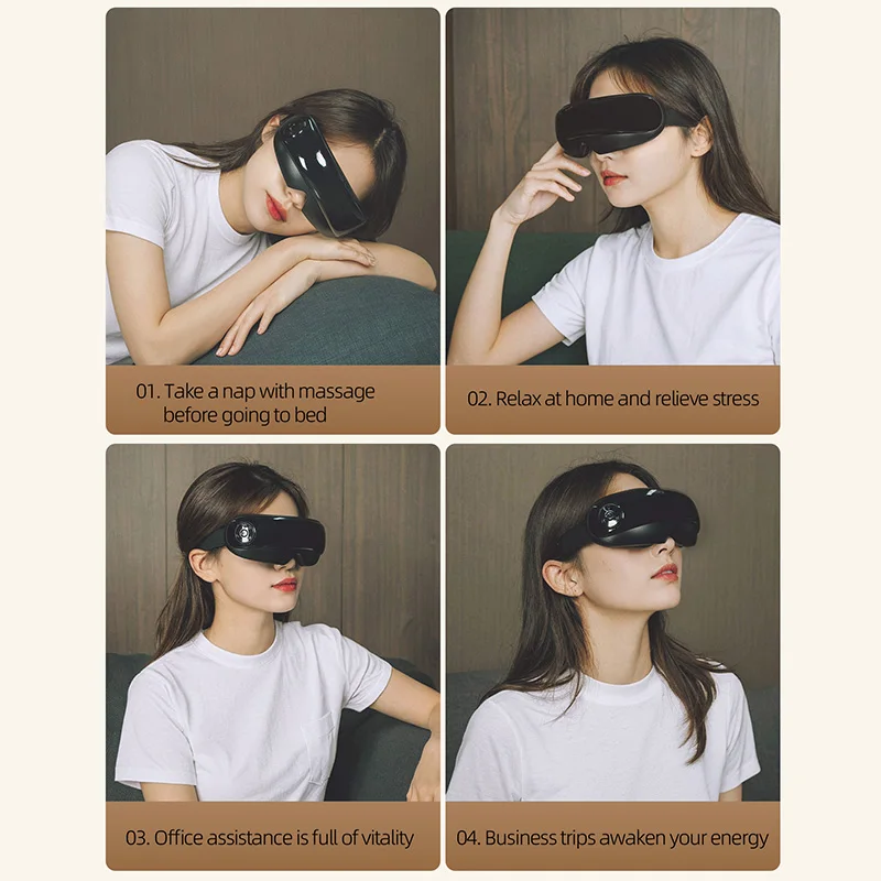 Massager oculaire portable à vibration | 4 modes, 3 vitesses, boîtier en ABS peint pour soulager la fatigue oculaire