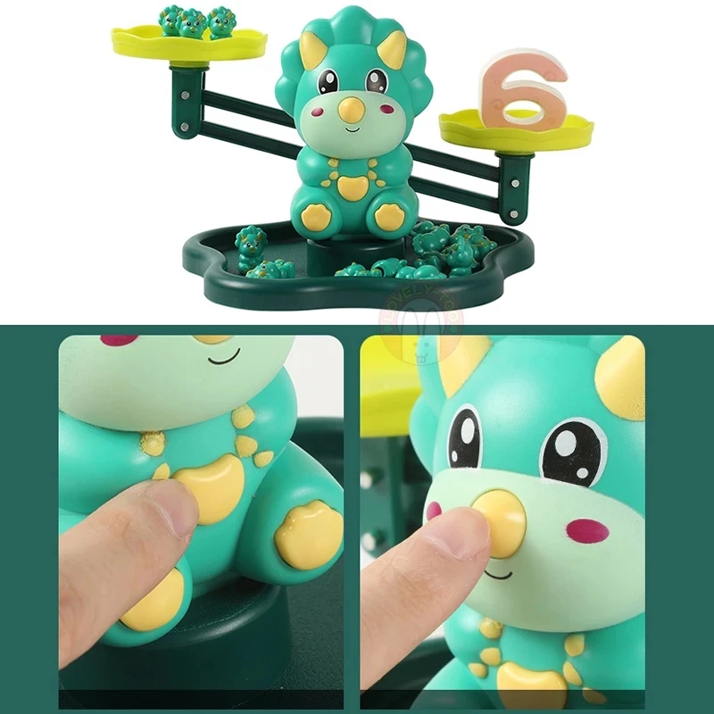 Children's Educational Montessori Math Dinosaur Monkey Counting Digital Balance Scale Game Toys