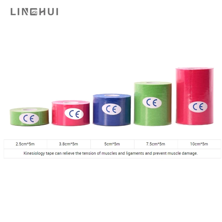 Linghui OEM лента хлопковая эластичная спортивная водонепроницаемая Спортивная кинезиологическая