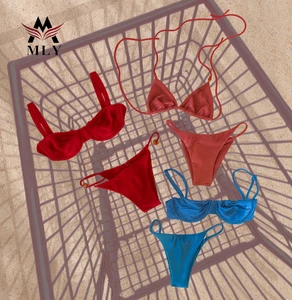 MLY New Arrival Women's Sexy Underwire Bikini Swimsuit Fashionable Two-Piece Set