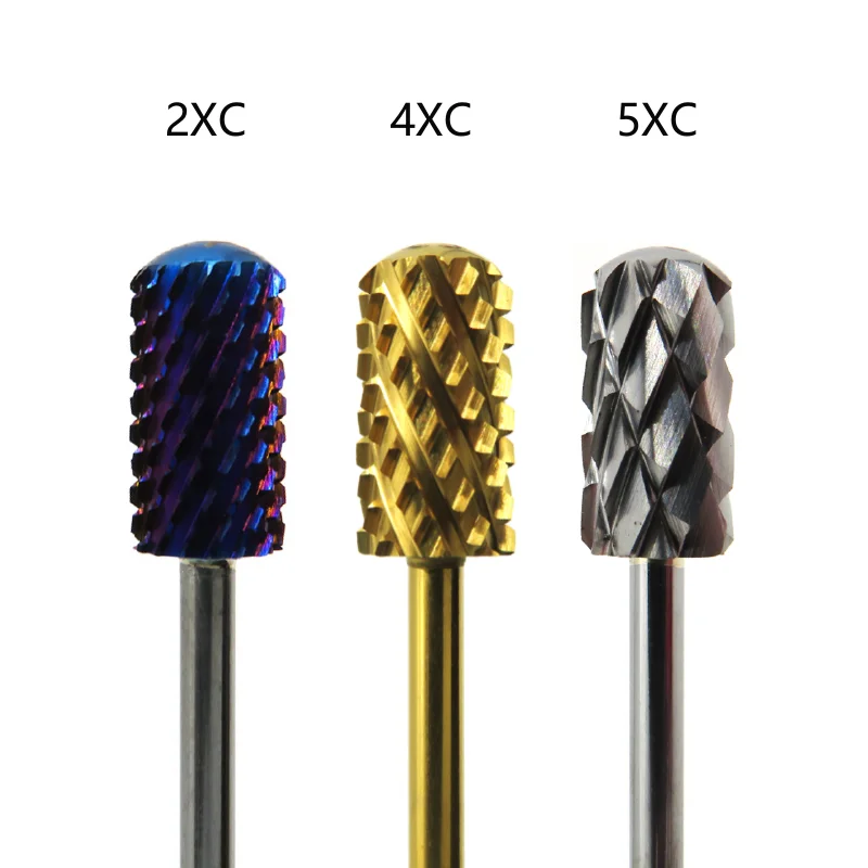 Nails 2X 4XC 5XC Carbide Safety Bit Acrylic Nail Drill Bits Carbide Bur Nails Round Top Tips Golden
