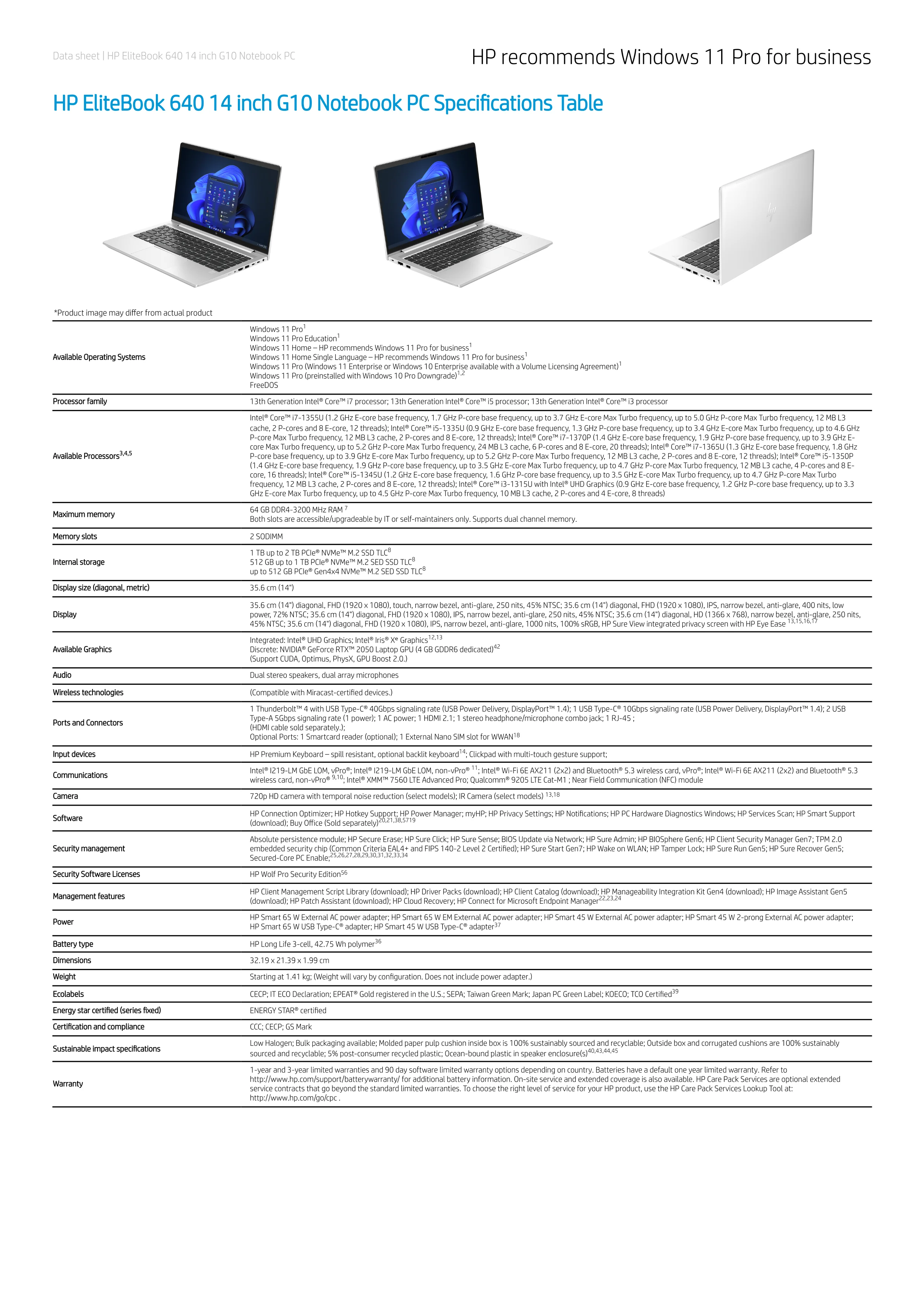 Elitebook 640g10 14inch Intel I7 Notebook Laptop New Computers