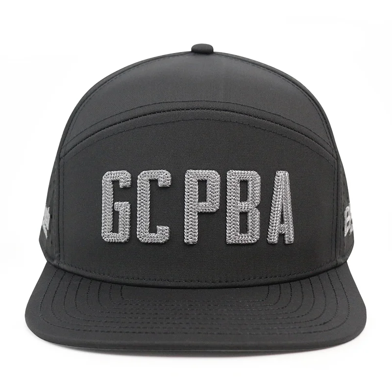Hydro 6 Panel Hip Hop Polyester Athletic Mesh Snapback Cap Hat Flat Bill Waterproof Performance Pvc Patch Perforated Hat