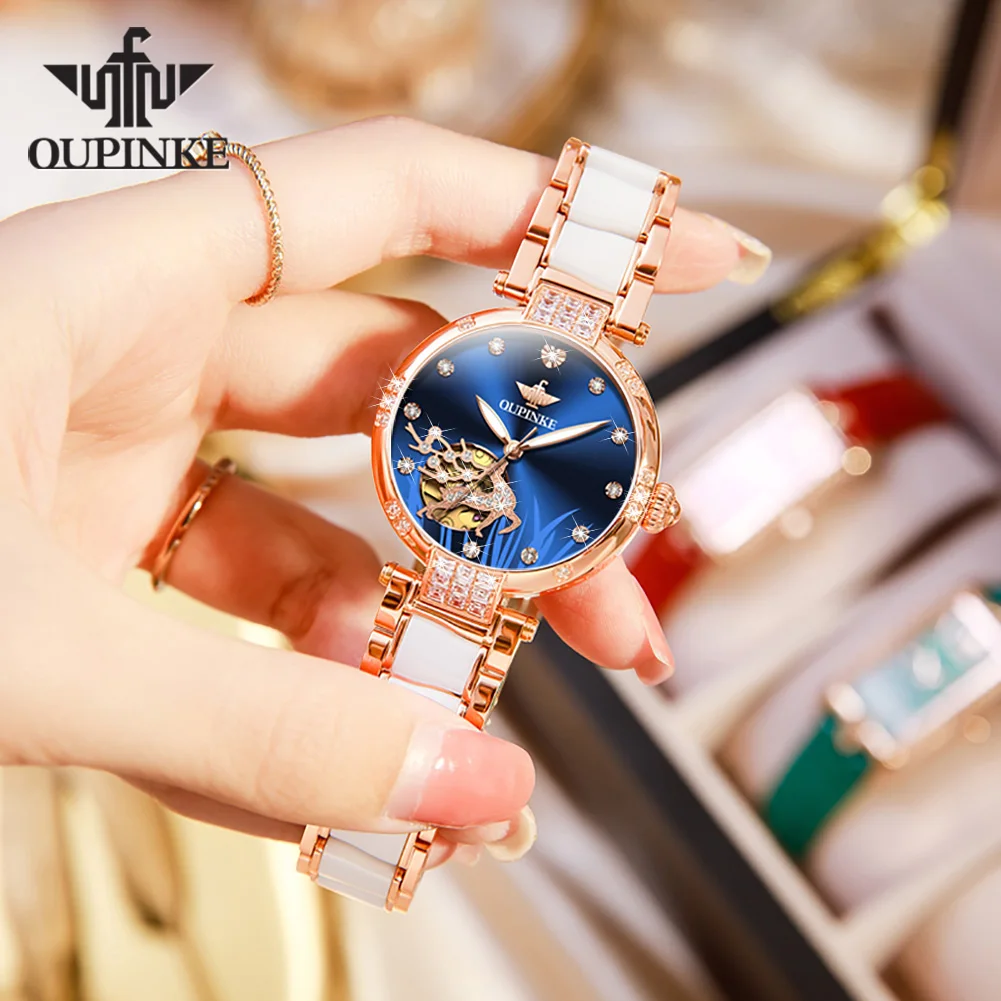 OUPINKE3211-reloj elegante de acero inoxidable para mujer, accesorio de  pulsera de lujo con movimiento japonés, regalo para novia