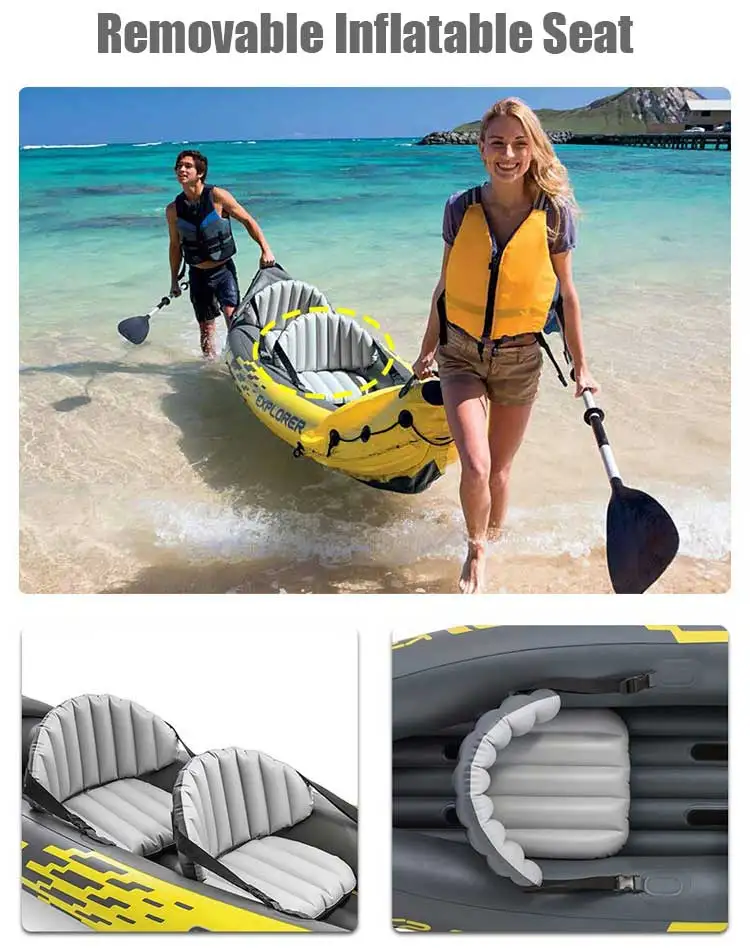 Intex 68307 K2 Kayak 2 Person Inflatable Boat with Paddles and Pump