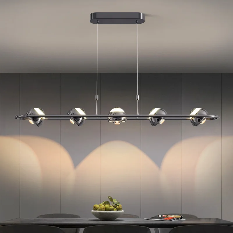Luz lineal moderna minimalista italiana para mesa de comedor, barra o isla, lámpara colgante de diseño de Zhongshan Lighting en aluminio, tamaño mediano