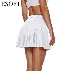 Женские Плиссированные Теннисные Юбки ESOFT, многослойные мини-юбки с рюшами и шортами для бега, тренировки