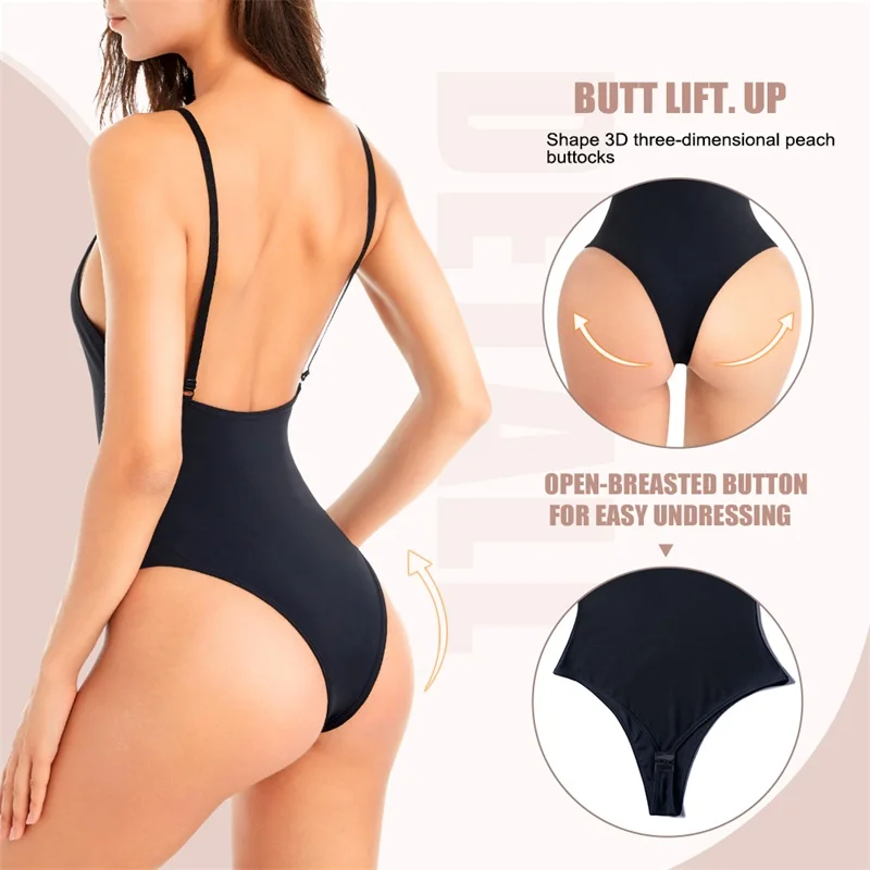 Hot Sale Full Body Women Plus Size Seamless Tummy Control Shaper Shoulder Strap Waist Trainer Backless Thong Bodysuit Shapewear manufacture