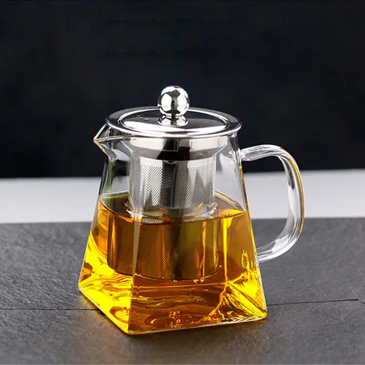 Hot Sale Stocked 350ml 550ml 750ml eco-friendly transparent heat resistant glass teapot