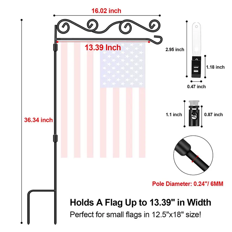 Jhmech Floral Style Powder Coated Weatherproof Paint Flagpole With