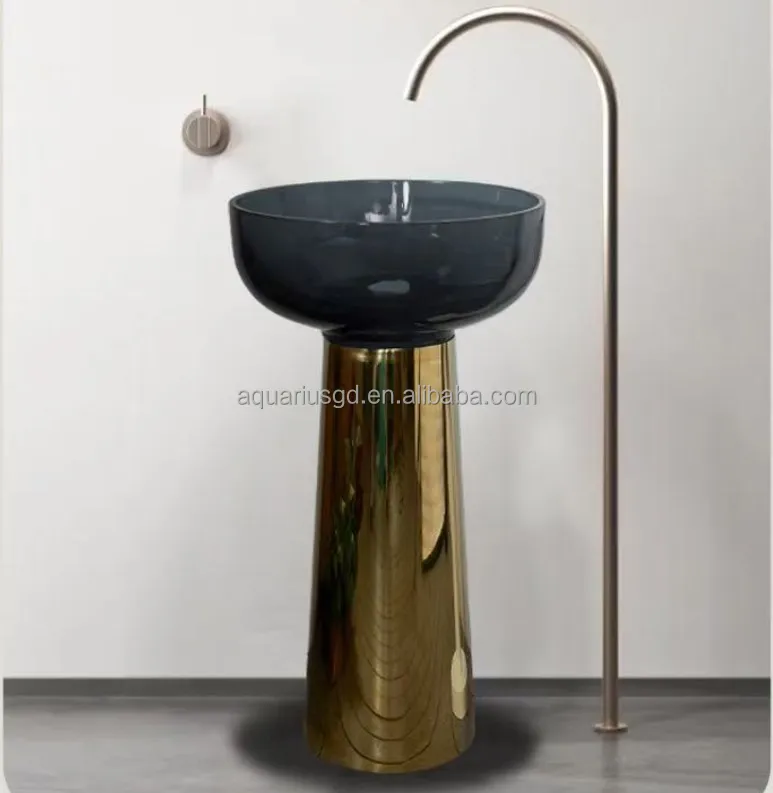 Transparent Color Basin Aquarius Pedestal Basin - Elegant Transparent Resin Sink