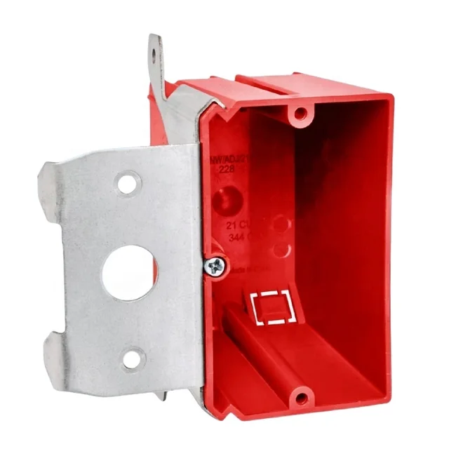 Stock  Red 21 Cu. in. 1-Gang PVC New Work Electrical Box with Adjustable Bracket