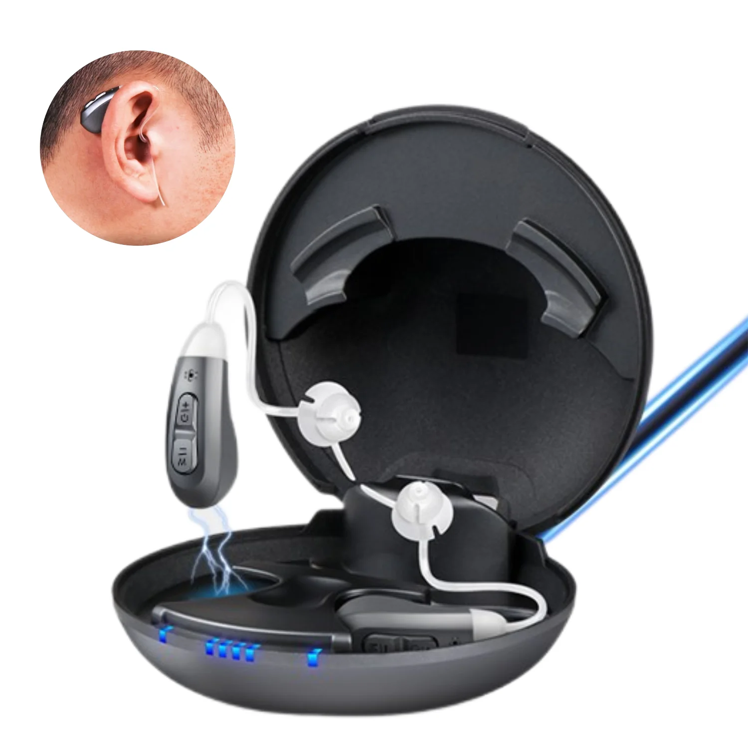 【未使用品】JINGHAO 集音器 JH-D59 JH-D59 Rechargeable Digital BTE Hearing Aid