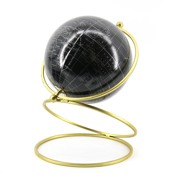 
hot selling black gold color map elegant table smooth earth globe decorative 