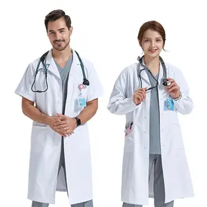 Wholesale Custom Women White Lab Coat Unisex Medical Hospital Lab Coat Doctor Nurse Laboratory Coat Uniform