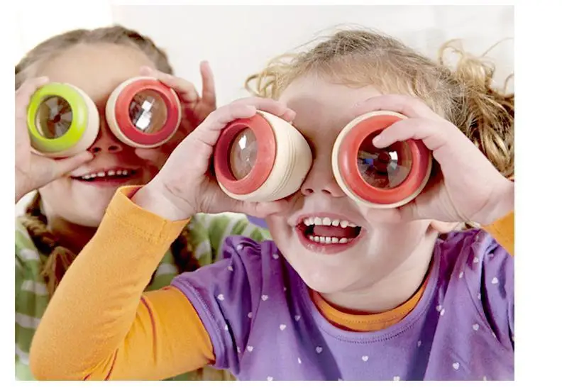 New Design Baby Summer Fun Classic Magic Glasses Lens Eye Spies Kids Toys Wooden Kaleidoscope